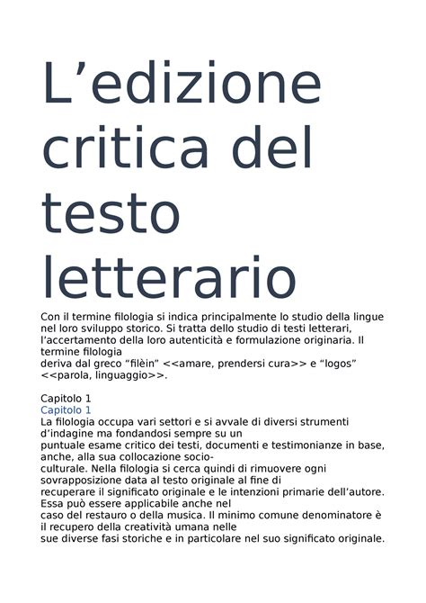 Edizione Critica Del Testo Ledizione Critica Del Testo Letterario