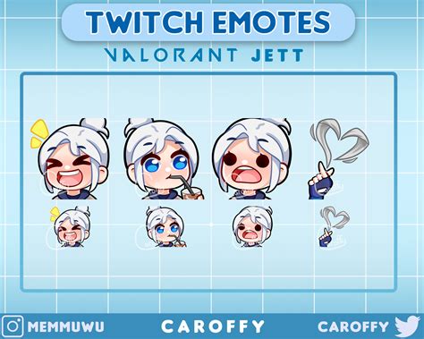 Cute Valorant Jett Emotes Twitch Discord Youtube Etsy