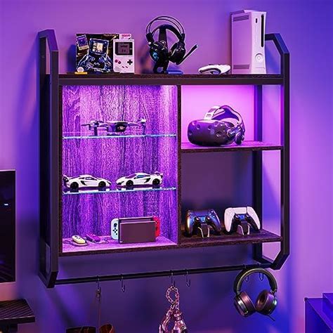 Bestier Gaming Floating Shelves Led Wall Mounted Shelf With