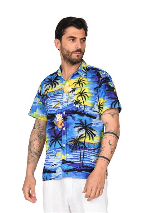 Camicia Uomo Manica Corta Hawaiana Floreale Camicie Casual Mezze