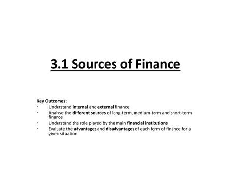 31 Sources Of Finance Ais Ib