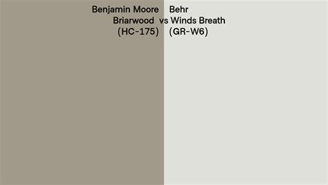 Benjamin Moore Briarwood HC 175 Vs Behr Winds Breath GR W6 Side By