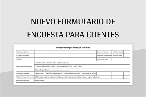 Plantilla De Formato Excel Nuevo Formulario De Encuesta Para Clientes Y