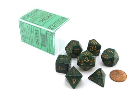 Polyhedral 7 Die Chessex Dice Set Speckled Golden Recon — Pippd