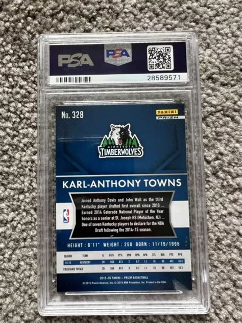 Panini Prizm Karl Anthony Towns Silver Prizm Rookie Psa Gem