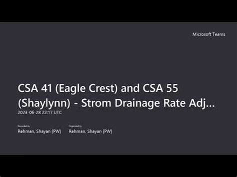 Csa Eagle Crest And Csa Shaylynn Storm Drain Rate Adjustment