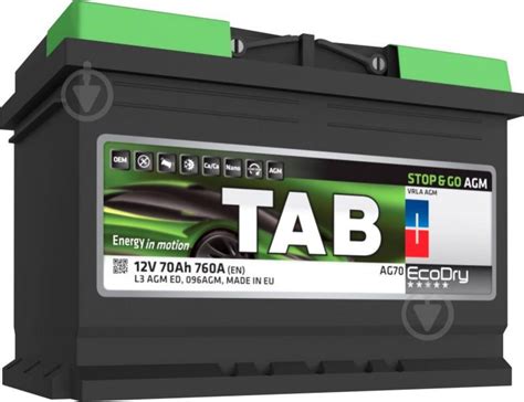 ᐉ Аккумулятор автомобильный TAB AGM Stop & Go 60Ah 680A 12V «+» справа ...