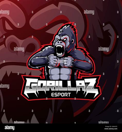 Gorilla Esport Mascot Logo Desain Stock Vector Image Art Alamy