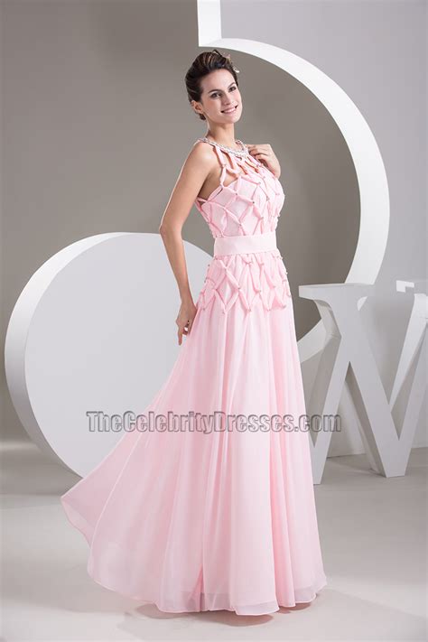 Gorgeous Pink Sleeveless Chiffon Prom Dress Evening Gown