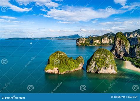 Praia Ferroviária Na Província Tailandesa Do Krabi Vista Aérea De