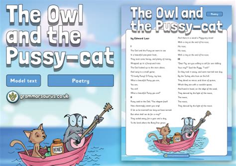 Year Model Text Poetry The Owl And The Pussy Cat Grammarsaurus
