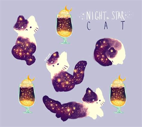 Night Cream Cat An Art Print By Nadia Kim Cute Animal Drawings Cat