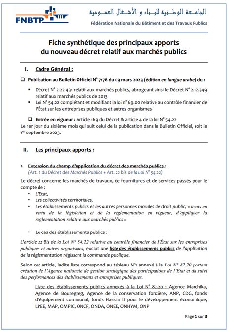 Fiche synthétique des principaux apports du nouveau décret relatif aux