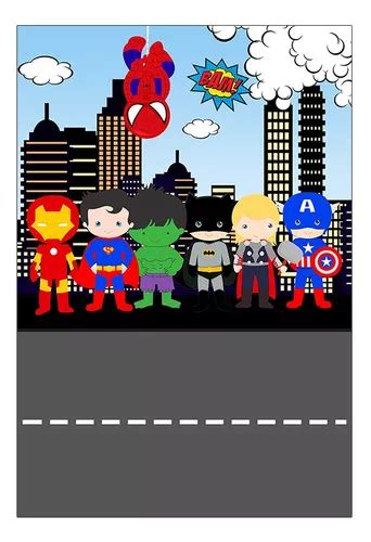 Panel Vertical Para Fiestas En D Cute Heroes X Mercadolibre