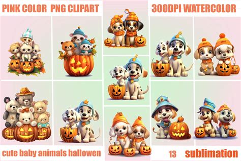 Cute Halloween Animals Clipart Graphic by bundle queen · Creative Fabrica