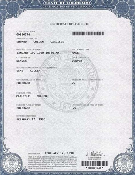 Usa Colorado Birth Certificate Psd Template Download Photoshop File