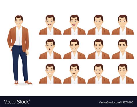 Business man expression set Royalty Free Vector Image