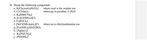 SOLVED Name The Following Compounds K Cr Oxal H O Where Oxal Is