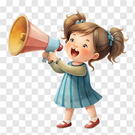 Cute Girl Holding Megaphone Clipart Illustration Girl Megaphone