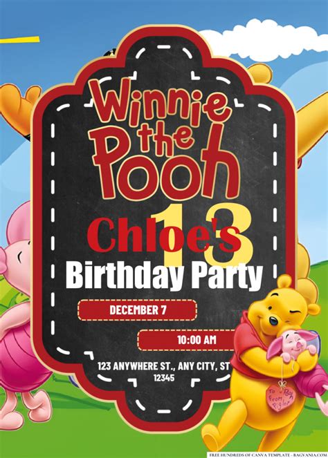 Easily Edit Pdf Invitation Winnie The Pooh Birthday Invitation