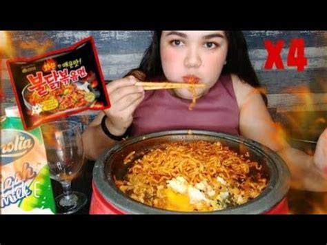 NUCLEAR FIRE NOODLES ASMR SAMYANG X4 CHICKEN AND CHEESE FLAVORS WITH