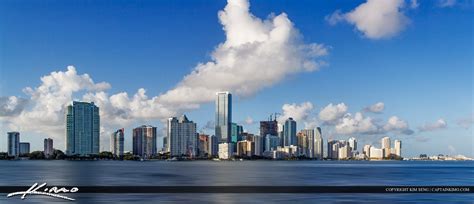 Miami City Skyline Panorama Blue Cloudy Day Miami-Dade County Florida ...