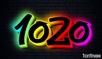 1020 Text Effect and Logo Design Number