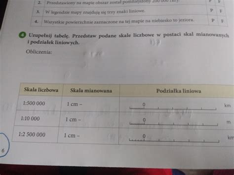 Uzupełnij tabelę przedstaw podane skale liczbowe w postaci skal