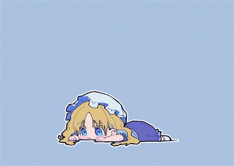 Safebooru 1girl 3 Blonde Hair Blue Background Blue Eyes Blush Chibi