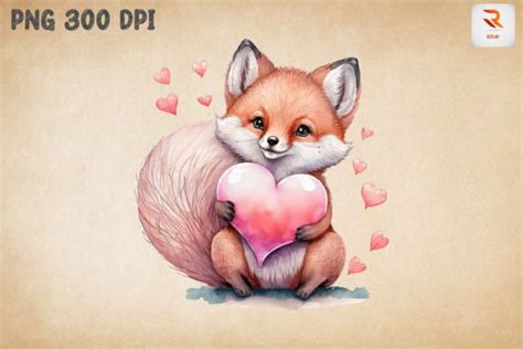 Cute Baby Fox Valentines Day Graphic By Ricco Art · Creative Fabrica