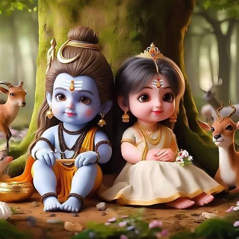 Lord Shiva And Parvati Cute Cartoon Image In 2023 Cute Cartoon Images