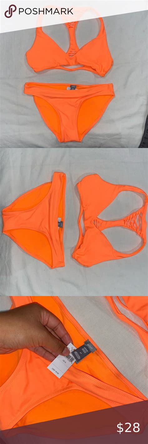 Aerie Neon Orange Bikini Set In 2020 Neon Orange Bikini Orange