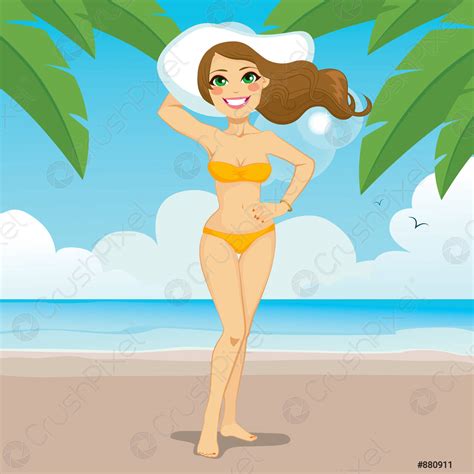 Chica En La Playa Con Bikini Vector De Stock Libre De Regal As The