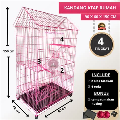 Jual Kandang Kucing Jumbo Tingkat Roda Extra Jumbo Bonus Tempat