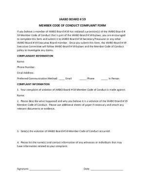 Fillable Online Member Code Of Conduct Complaint Form Pdf Fax Email