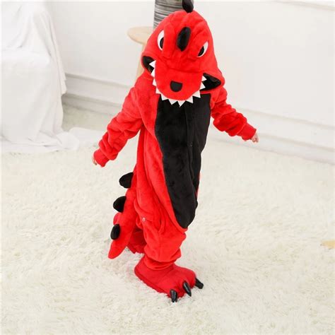 Pijama Mameluco Dinosaurio Rojo Infantil Disfraz Kawai Ni O Env O Gratis