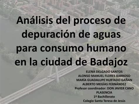 PPT Análisis del proceso de depuración de aguas para consumo humano