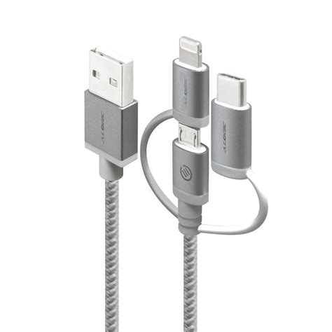 Buy Alogic 3 In 1 Charge And Sync Cablemicro Usb Lightning Ubs C30cm Space Greyprime Series Apple