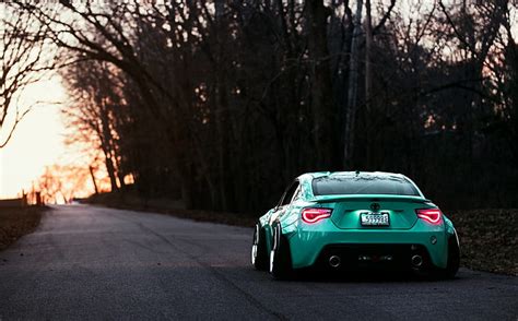 HD wallpaper: teal Toyota 86 coupe, gt86, rear view, evening, car ...