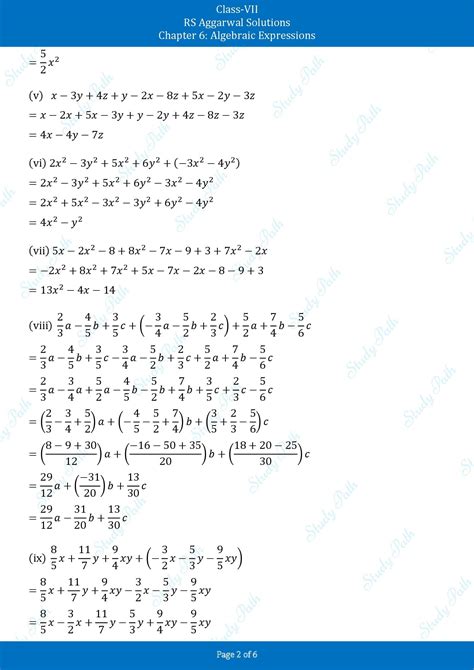 RS Aggarwal Solutions Class 7 Exercise 6A Chapter 6 Algebraic Expressions