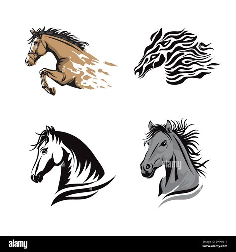 Simple Sign Horse Head Sport Logo Vector Collection Equestrian Sport