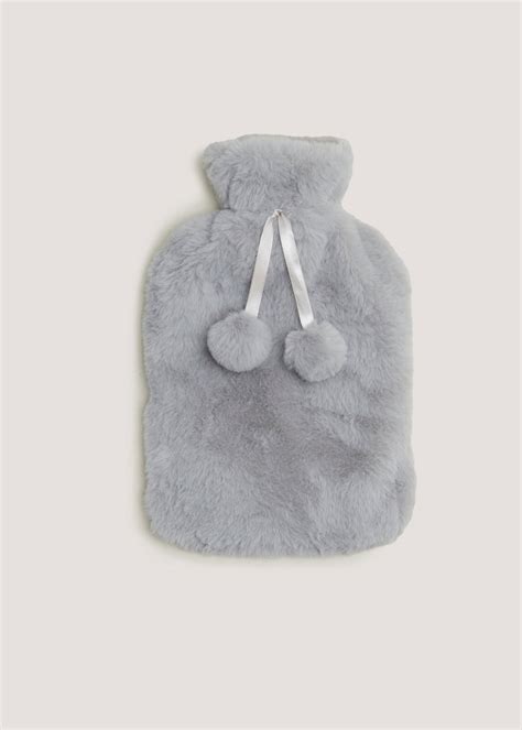 Grey Faux Fur Hot Water Bottle Ml Matalan