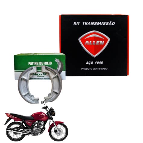 Kit Transmissão Relação allen Titan Fan Start 150 00 14 Lona Patim