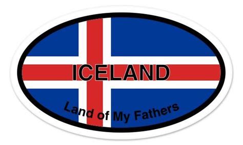 Iceland Land Of My Fathers Flag Oval Car Window Bumper Sticker Decal 5