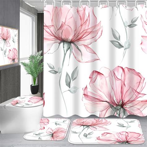 Amazon Creative Home Ideas Pink Bathroom Sets With Shower Curtain