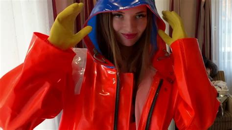 Naked Vika Self Bondage In Shiny Rainwear UHD PVC Bondage Clips4sale