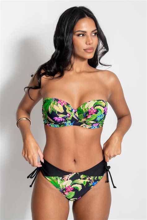 St Lucia Strapless Padded Underwired Multiway Bikini Top In Tropical Pour Moi