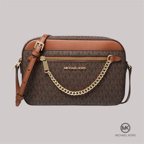 Bolsa Crossbody Transversal Marrom Jet Set Logo Corrente Michael