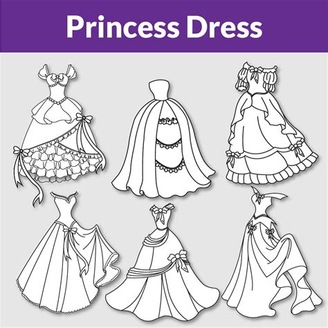 Disney Princess Dress Coloring Pages