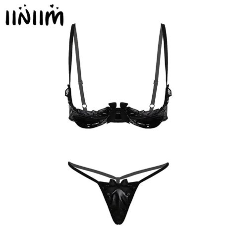 Conjuntos de lingerie feminina látex lingerie sexy exótica festa noturna microrenda finalizada